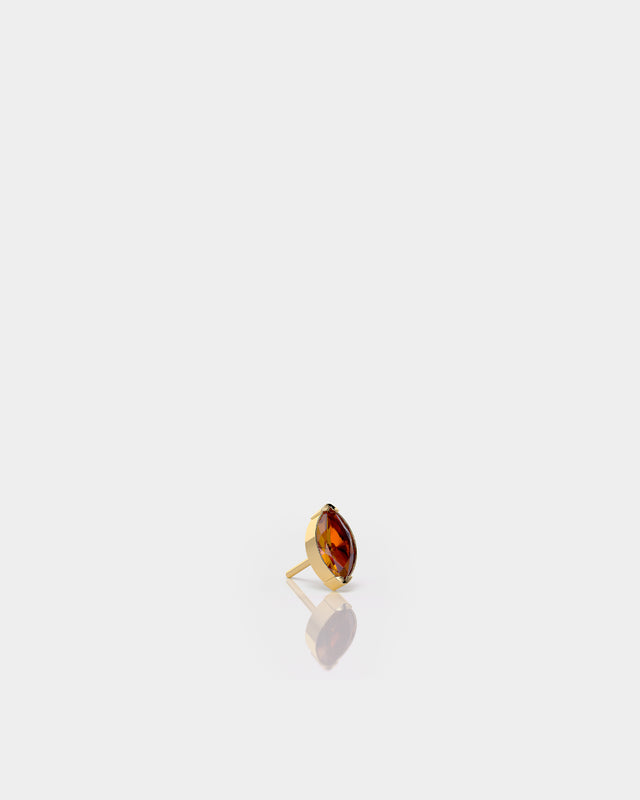 Marquise Solitaire Citrine CZ Gem in Yellow Gold Prong Set Titanium Threadless End for Piercing Jewellery