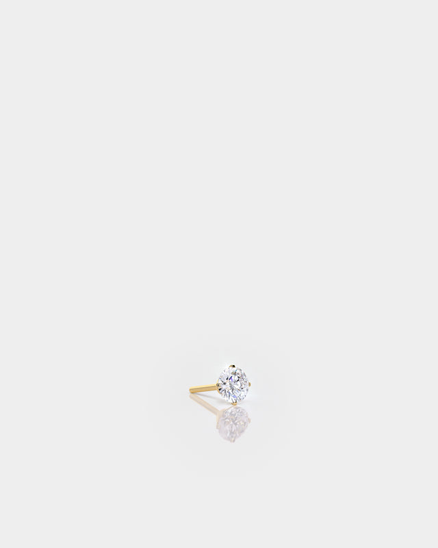 Round Solitaire Garnet CZ Gem in Gold 4 Prong Titanium Threadless End for Piercing Jewellery