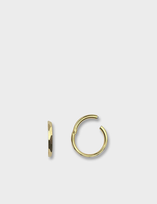 8MM | YELLOW GOLD | HAMMERED EFFECT | HINGED | CLICKER | RING | PIERCING | HYPOALLERGENIC | TITANIUM