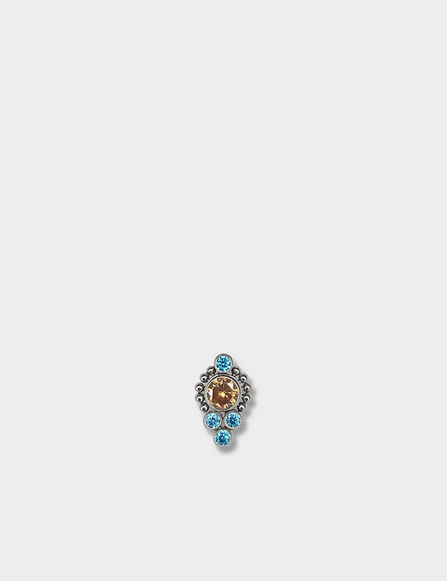 AMBER DREAMS | BEADED BOHO CLUSTER | ORANGE & BLUE TOPAZ CUBIC ZIRCONIA | ATTACHMENT | CARTILAGE PIERCING | HYPOALLERGENIC | TITANIUM