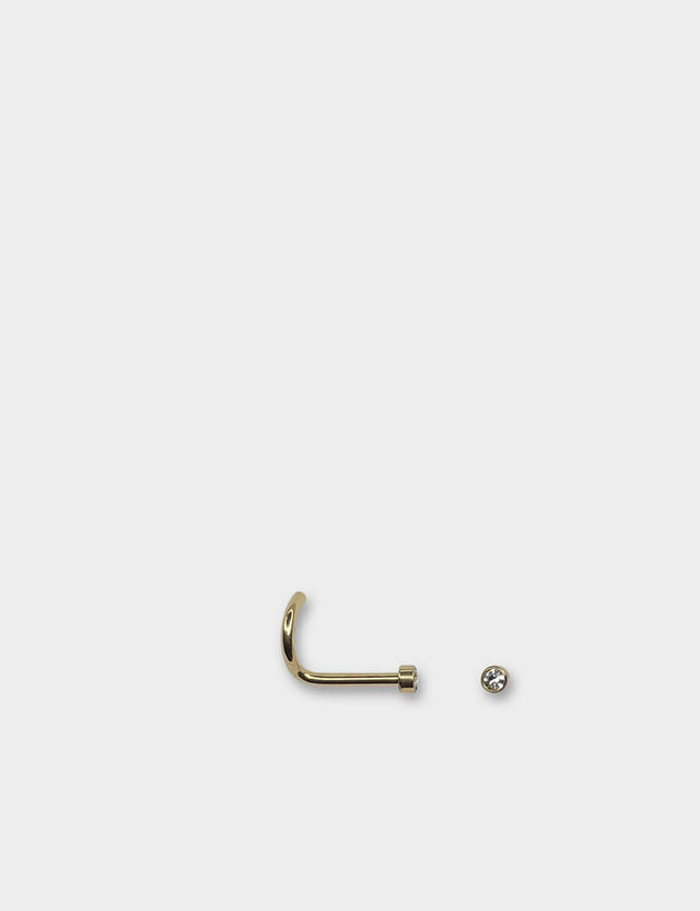 Gold Bezel Nose Stud Clear Titanium Screw