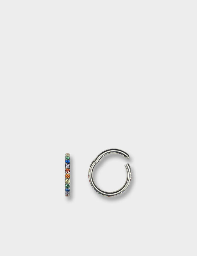 POLISHED SILVER & MULTICOLOUR | PAVÉ HINGED RING | 1.2MM (16G) | CLICKER | TITANIUM | HYPOALLERGENIC | PIERCING