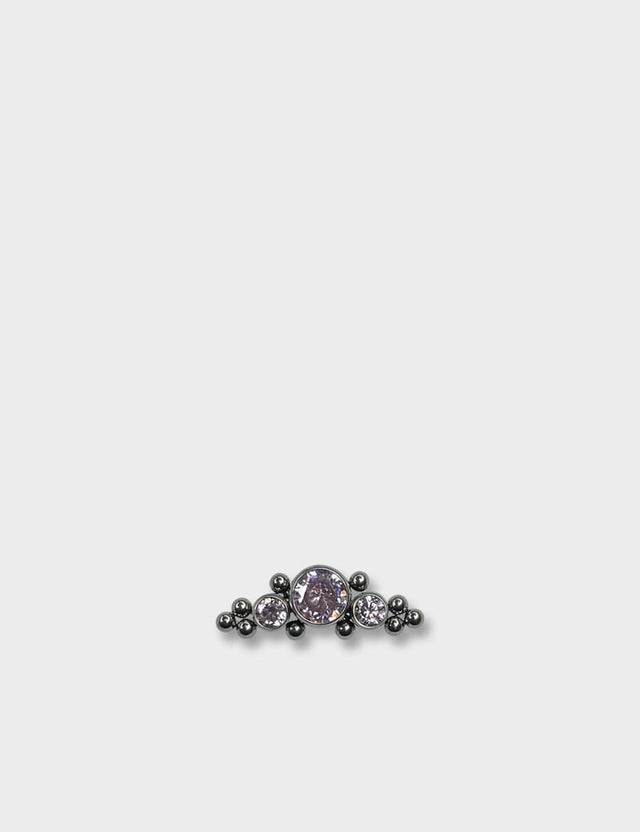 POLISHED SILVER & PINK | BEADED 3 GEM CRESCENT | ATTACHMENT