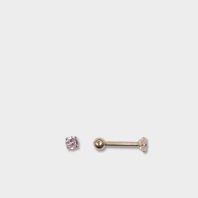 Rose Gold Titanium Solitaire Barbell with Pink Gem