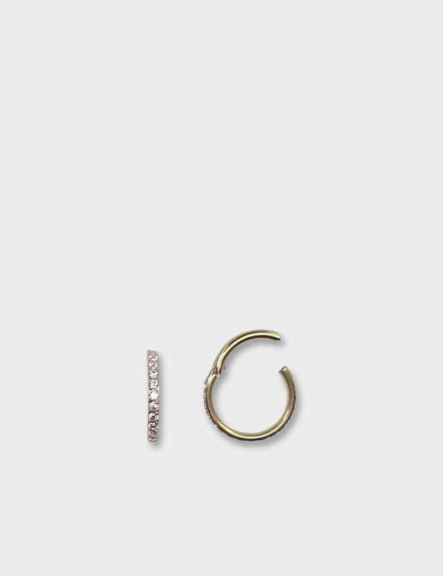 Rose Gold & Pink Cubic Zirconia Hinged Huggie Clicker Ring Titanium Hypoallergenic Piercing 1.2x8mm