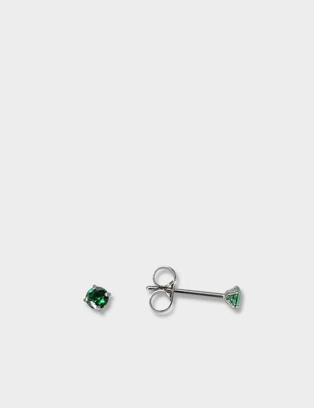 SILVER | EMERALD GREEN STONE | EARRINGS | PAIR | SMALL | TITANIUM | HYPOALLERGENIC